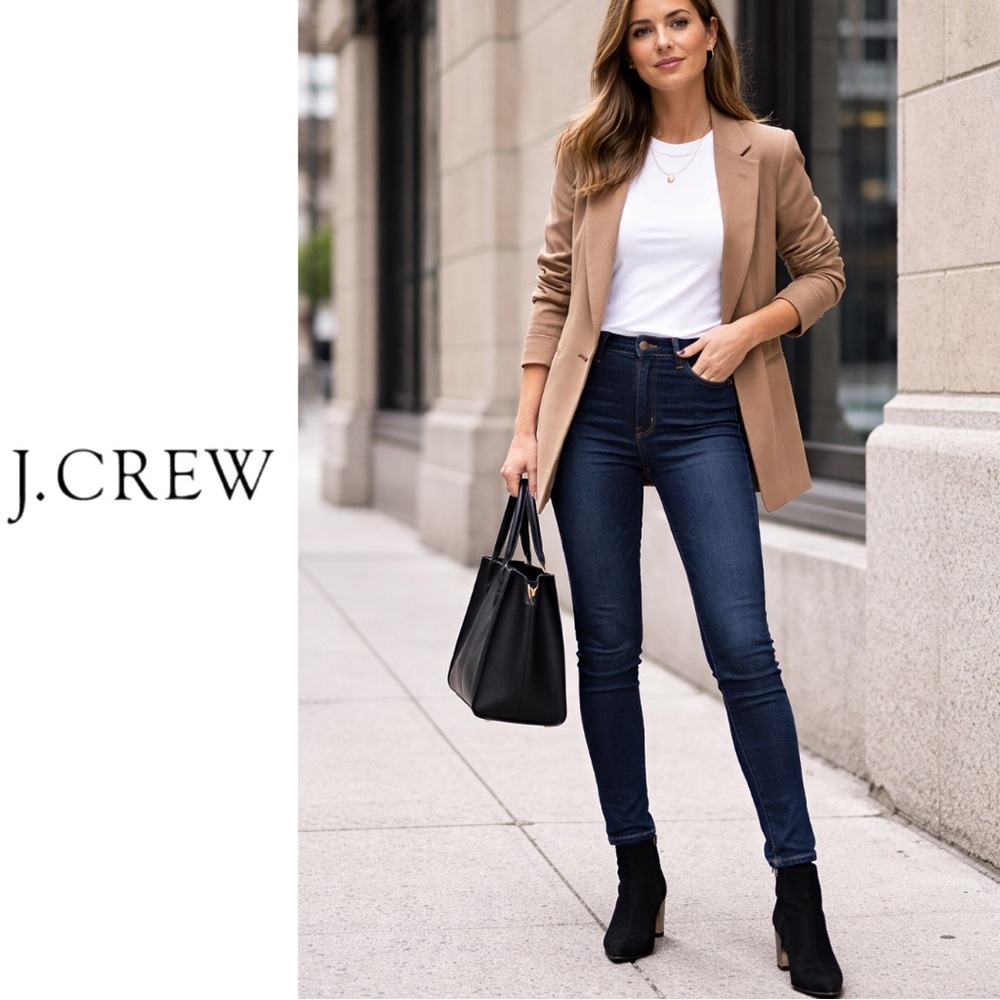 J. Crew 9” Black High Rise Skinny “Toothpick” Dark Wash Denim Jeans 28